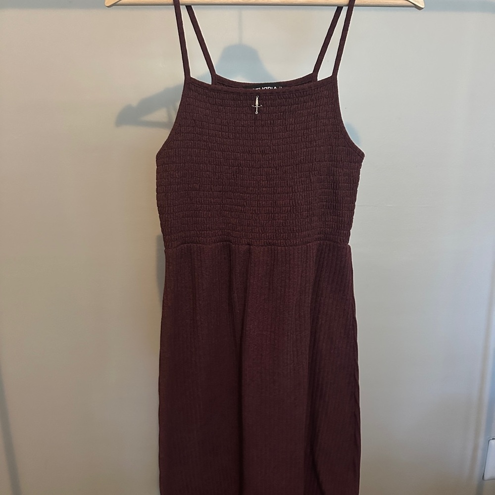 Disturbia Maroon Mundi Shirred Midi Dress - Picture 2 of 6